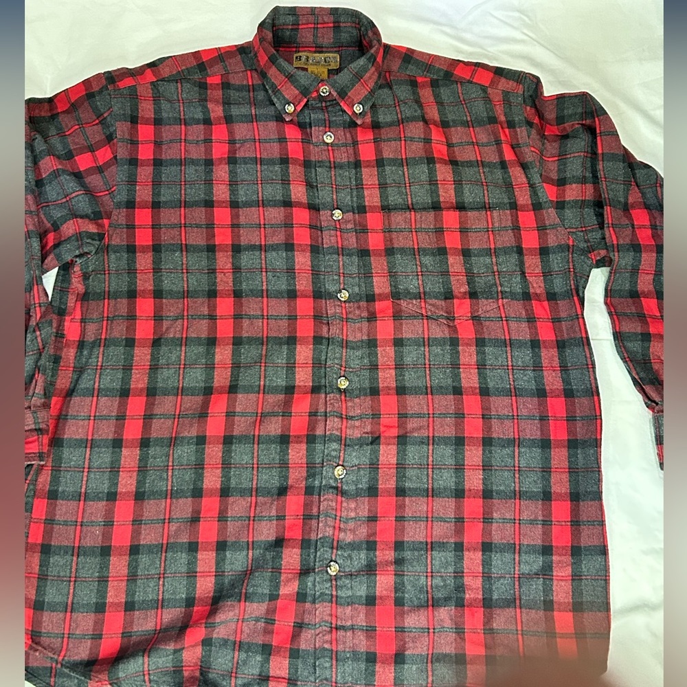 Brazos Work Force Red Plaid Flannel Large
